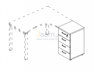 Мебель для персонала Тумба приставная 4-х ящичная с замком 9223 БП