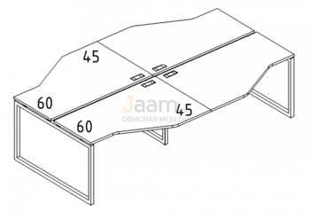 Мебель для персонала Рабочая станция со столами эргономичными "Техно" на металлокаркасе QUATTRO Б4 186-2 БП