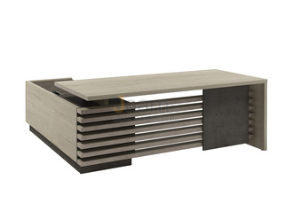 Кабинет руководителя Стол руководителя на ЛДСП опорах с опорной тумбой и блоком розеток правый Z-220