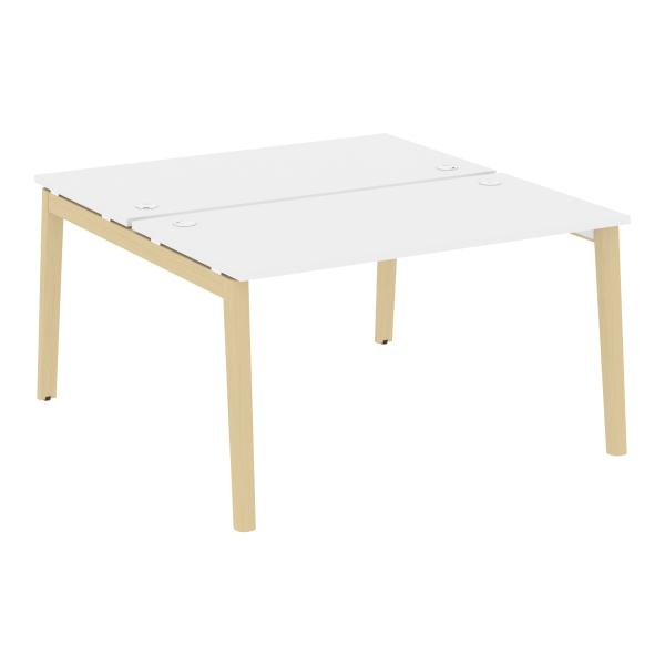 Рабочая станция на деревянных опорах Onix Wood OW.D.RS-2.3.7 1380x1475x750 (Белый Бриллиант/Дуб Светлый)