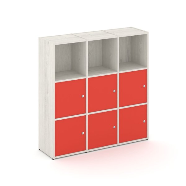 Стеллаж Locker Plus LK.K-003 1188x350x1203 (Дуб Наварра | Красный)
