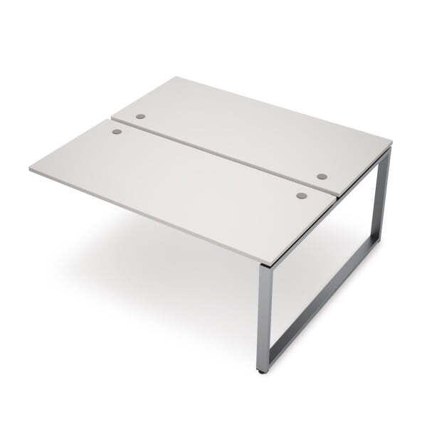 6МБК-О.6289 Бенч-система на 2 рабочих места, конечный модуль (1400x1635x750) (Белый/Алюминий матовый)