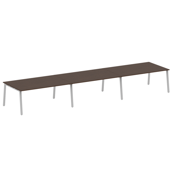 Стол для переговоров (3 столешницы) на А-образном м/к Metal System Style БА.ПРГ-3.5 5400x1235x750 (Венге Цаво/Серый металл)