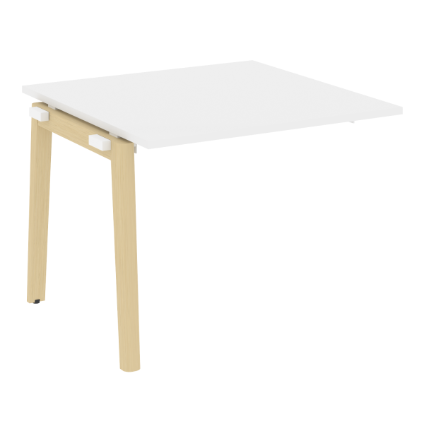 Проходной наборный элемент переговорного стола на деревянных опорах Onix Wood OW.NPRG-1 980x980x750 (Белый Бриллиант/Дуб Светлый)