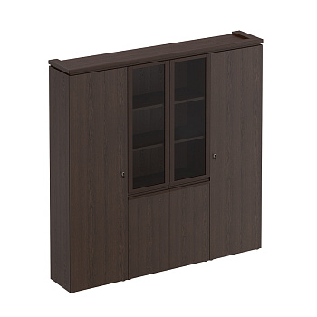 Шкаф комбинированный узкий со стеклом для одежды Mark МК 377 2100x404x2100