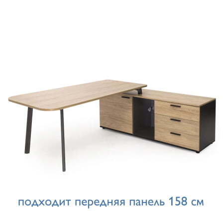 FLEX Стол на опорной тумбе правый (Гикори/Графит металл)