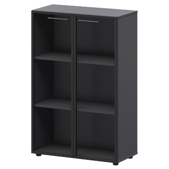 Шкаф средний со стеклом в ал. рамке Кортез СМШ38RS 792x380x1190
