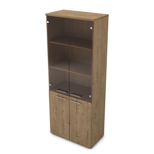 Шкаф высокий со стеклом Gloss line 9НШ.005.12 800x450x2045 (Teakwood)