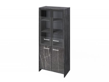 Шкаф для документов Festus FI-671.G 800x460x1861 (Древесина Графит/Камень Пьетра Гриджиа черный)