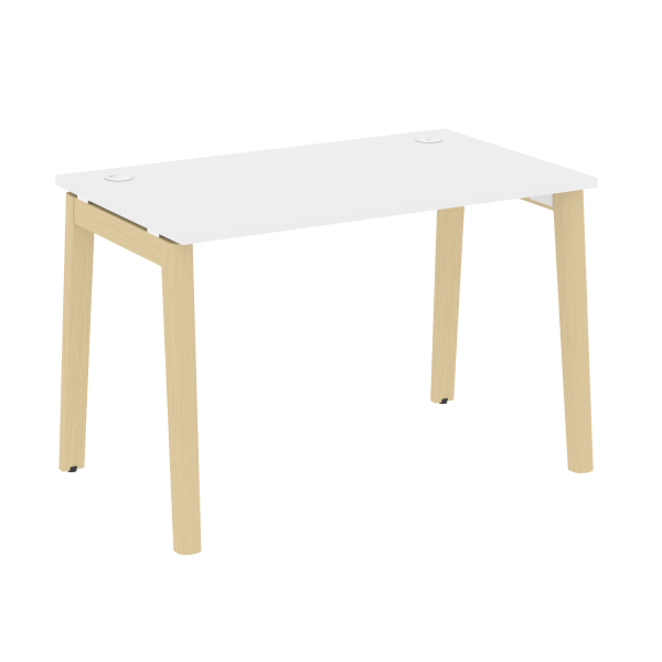 Стол рабочий на деревянных опорах Onix Wood OW.SP-2.7 1180x720x750 (Белый Бриллиант/Дуб Светлый)