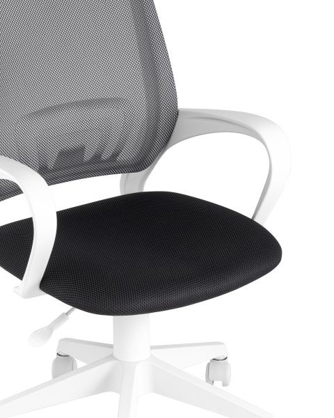 Кресло офисное TopChairs ST-BASIC-W серый крестовина пластик белый (Компьютерное кресло ST-BASIC-W серый)