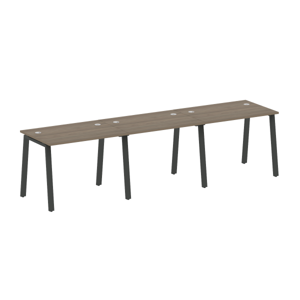 Рабочая станция на 3 рабочих места на А-образном м/к Metal System Style БА.СМ-3.1 3000x720x750 (Вяз/Антрацит металл)