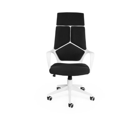 Кресло офисное / IQ / (white+black) белый пластик / черная ткань (Черный)