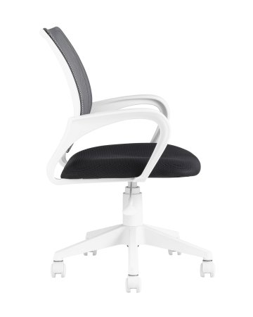 Кресло офисное TopChairs ST-BASIC-W серый крестовина пластик белый (Компьютерное кресло ST-BASIC-W серый)
