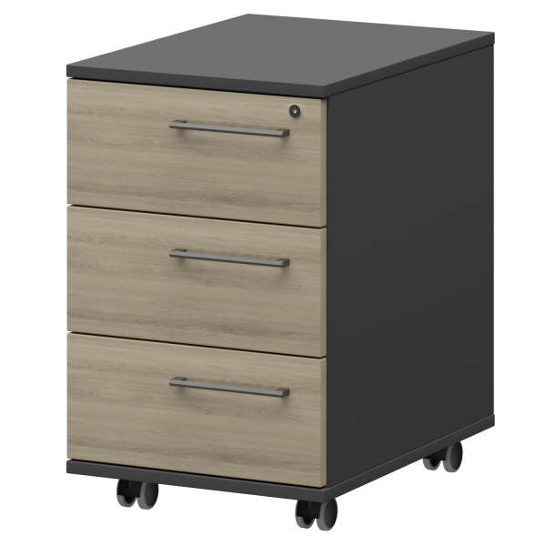 Тумба мобильная/подвесная левая Кортез KZT-61L 416x568x648 (Кронберг/Графит)