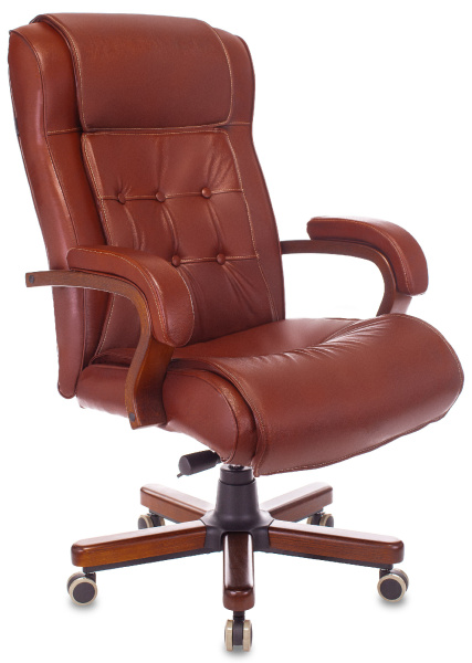 Кресло руководителя T-9926WALNUT светло-коричневый Leather EiCHel кожа крестов. металл/дерево (Светло-коричневый)