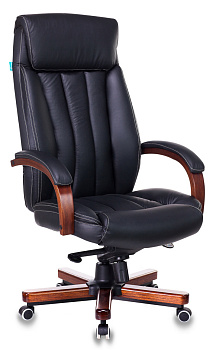 Кресло руководителя T-9922WALNUT черный кожа крестов. металл/дерево