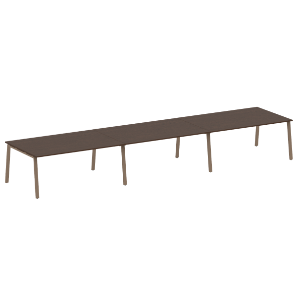 Стол для переговоров (3 столешницы) на А-образном м/к Metal System Style БА.ПРГ-3.5 5400x1235x750 (Венге Цаво/Мокко металл)