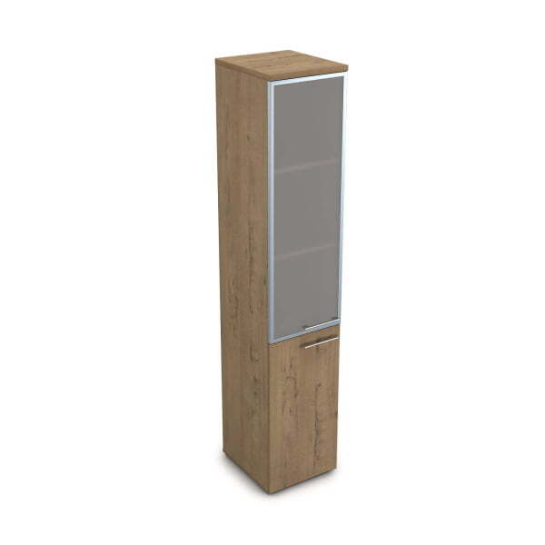 Пенал высокий со стеклом левый Gloss line 9НП.005.19 Л 400x450x2045 (Teakwood)