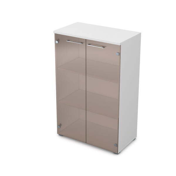 Шкаф средний со стеклом Gloss line 9НШ.017.3 800x450x1245 (Белый премиум)