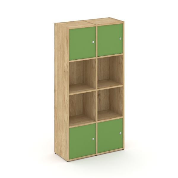 Стеллаж Locker Plus LK.K-005 798x350x1593 (Тиквуд Светлый | Зеленый)