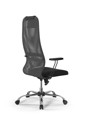Кресло для руководителя Метта Sit 8 B1-8T - X1+UMF(X1) /Uh00/Wh00/T1bp-b(M09.B21.G20.W01) (Светло-серый | Черный)