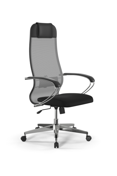 Кресло для руководителя Метта Sit 10 B1-111K - X2+UMF(X1) /Ub00/Wh00/K1cL(M09.B22.G18.W02) (Светло-серый | Черный)