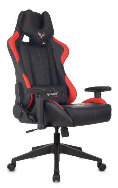 Кресло игровое Zombie VIKING 5 AERO черный/красный эко.кожа с подголов. крестов. пластик (Красный)