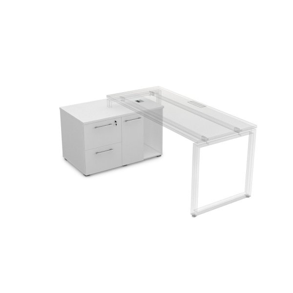 Тумба с двумя ящиками и дверкой Gloss line 9НТ.010 1000x600x620 (Белый премиум)