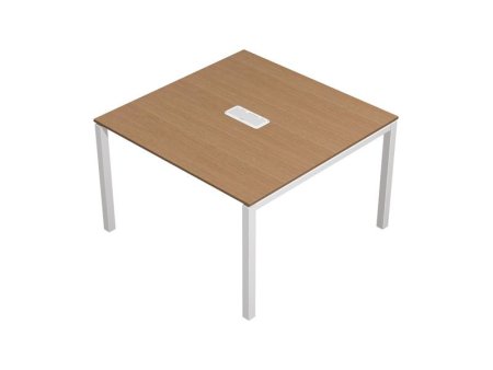 Стол для переговоров с кабель-каналом Profiquadro КВ 124 БВ 1200x1200x760 (Белый премиум / Вишня скандинавскаяСерый)